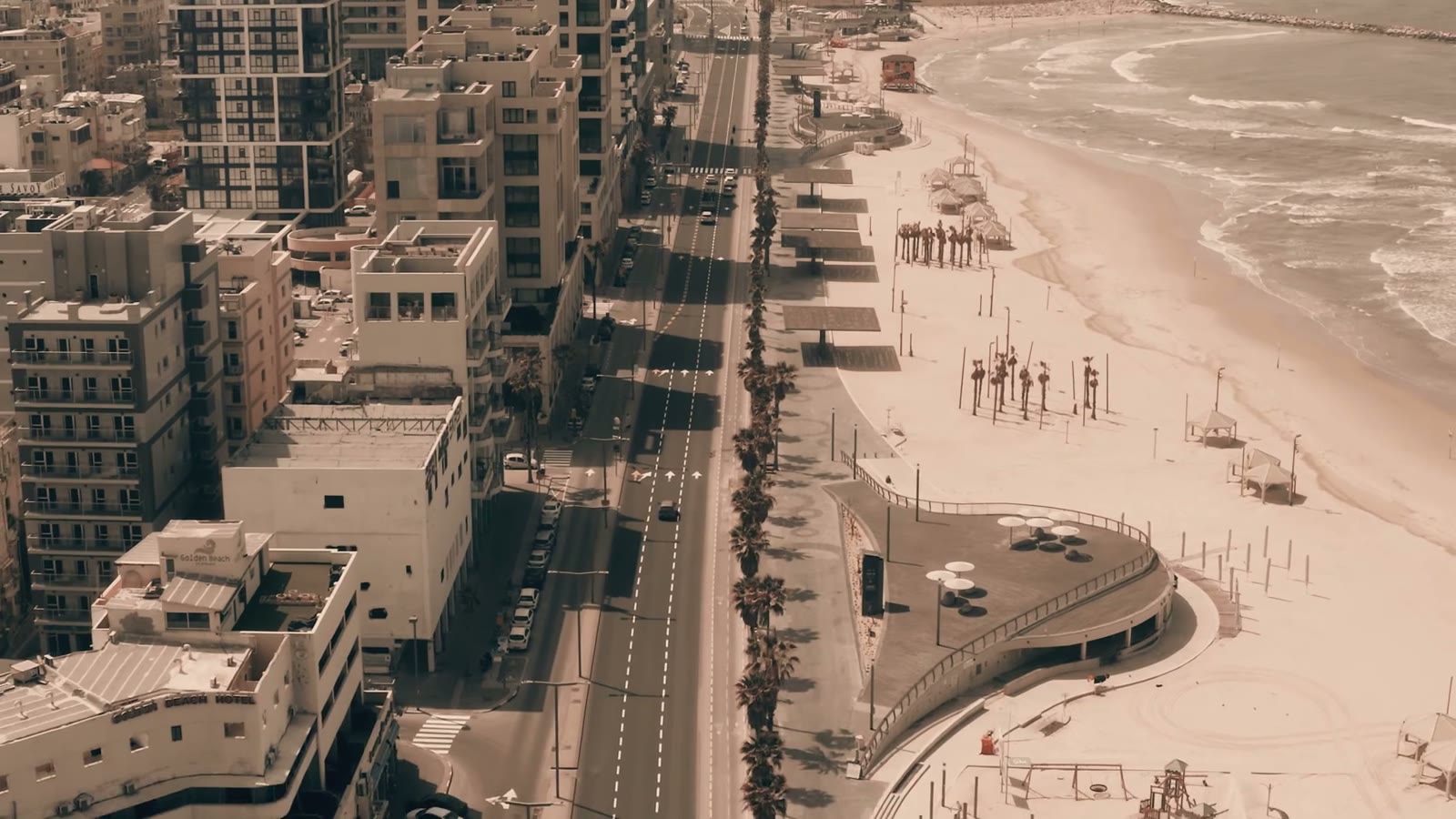 The beachfront from the air, from Away From Here